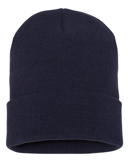 Blank 12-inch cuffed beanie, navy color