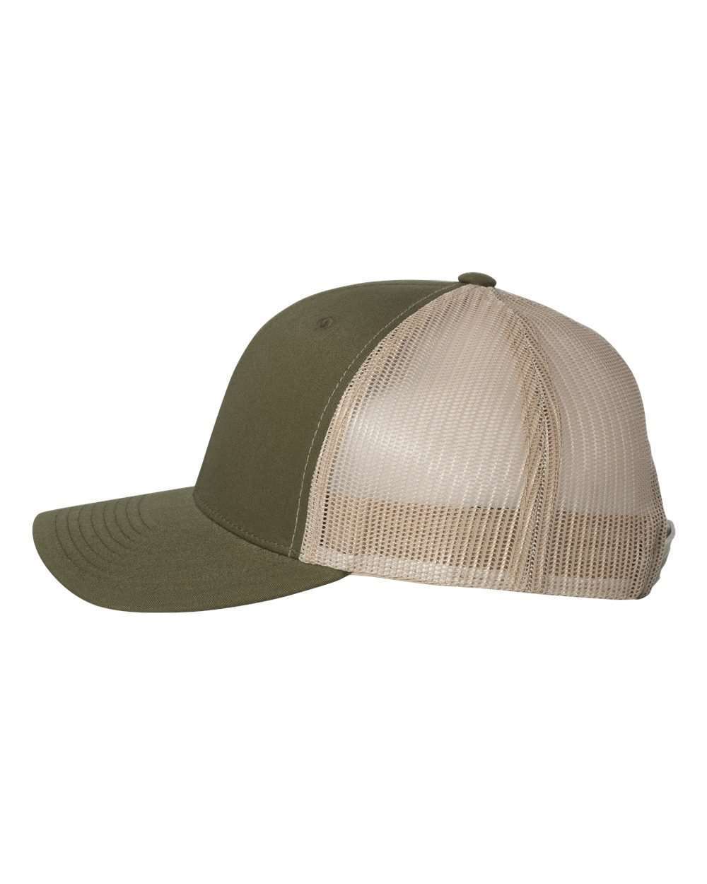 Green and beige mesh cap on a white background