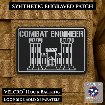 Combat Engineer Army Veteran Morale Patch | Made in USA | VELCRO® Brand Hook Backing