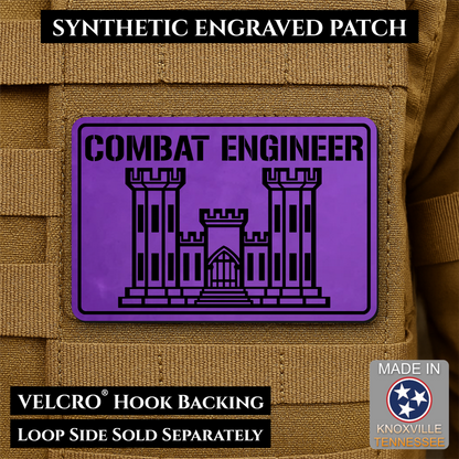Combat Engineer Army Veteran Morale Patch | Made in USA | VELCRO® Brand Hook Backing