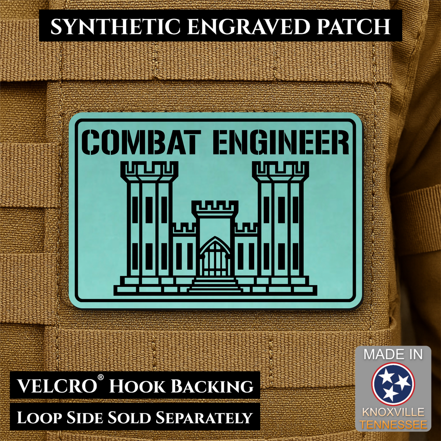 Combat Engineer Army Veteran Morale Patch | Made in USA | VELCRO® Brand Hook Backing