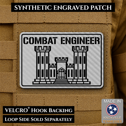 Combat Engineer Army Veteran Morale Patch | Made in USA | VELCRO® Brand Hook Backing