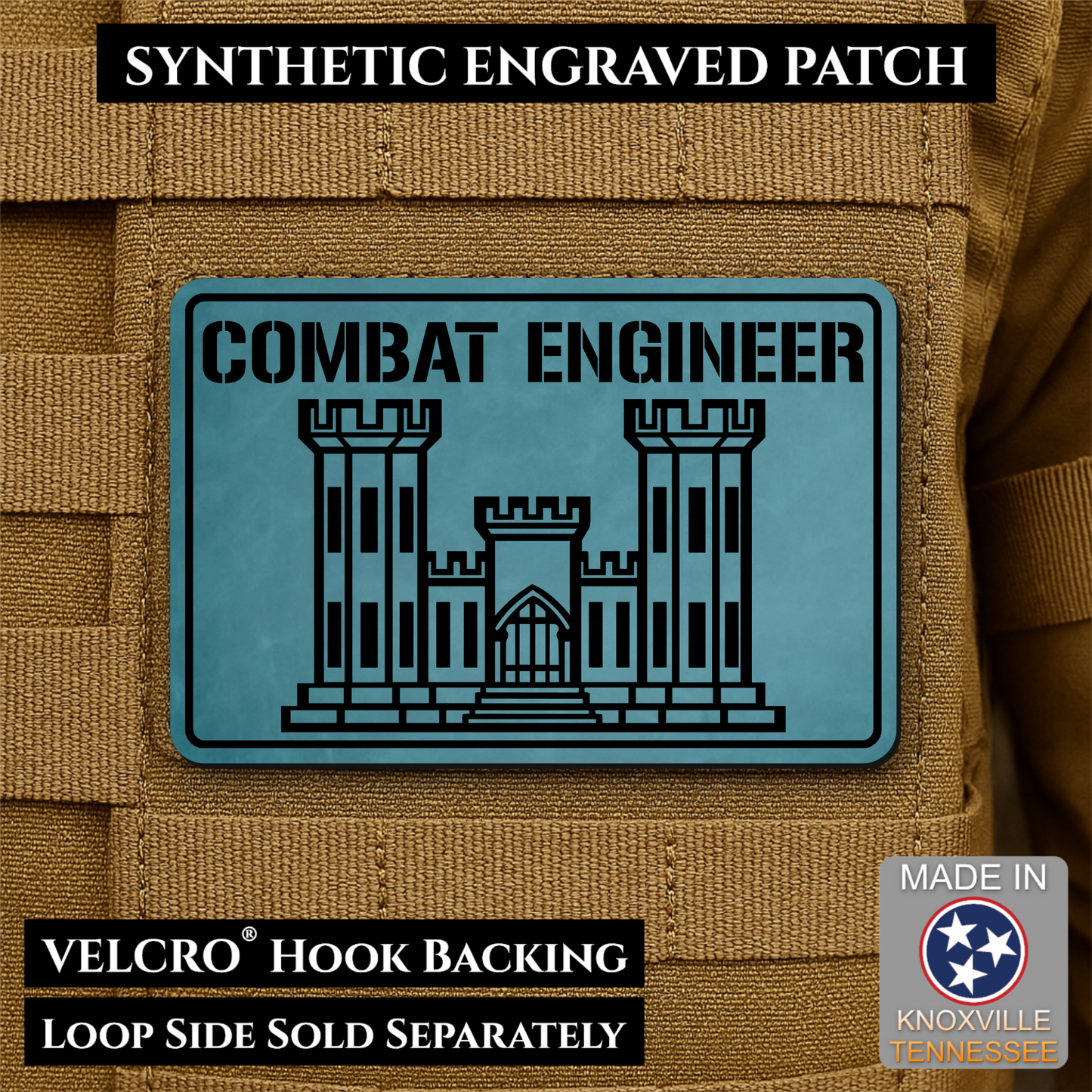Combat Engineer Army Veteran Morale Patch | Made in USA | VELCRO® Brand Hook Backing