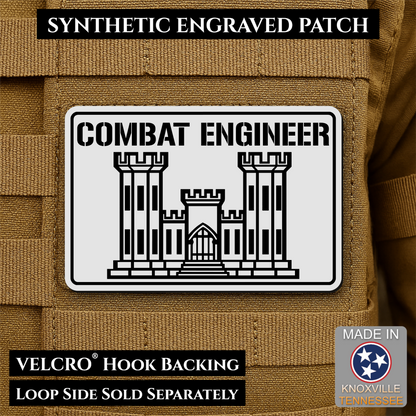 Combat Engineer Army Veteran Morale Patch | Made in USA | VELCRO® Brand Hook Backing