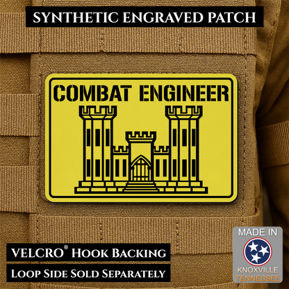 Combat Engineer Army Veteran Morale Patch | Made in USA | VELCRO® Brand Hook Backing