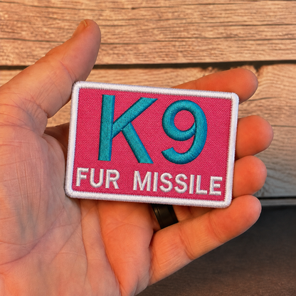 K-9 Fur Missile Funny Dog Morale Patch | Made in USA | VELCRO® Brand Hook Backing