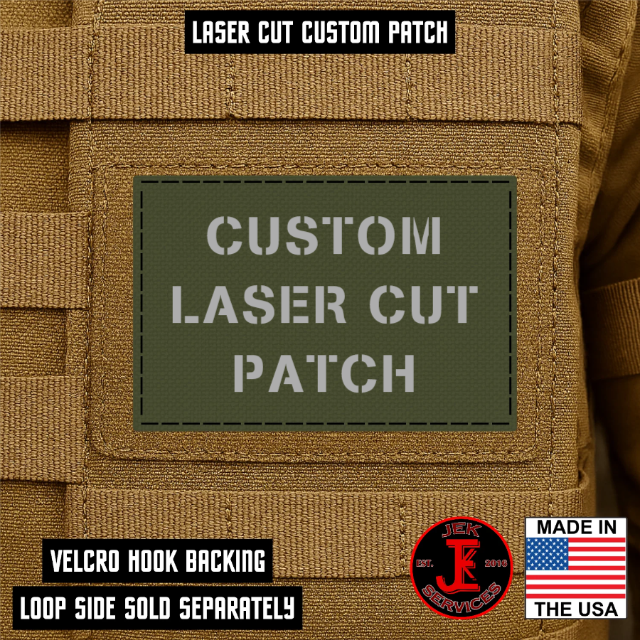 Laser Cut Reflective Morale Patches 2" x 3" - Custom Text Hook & Loop Gear Patch