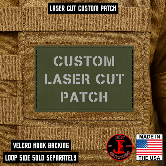 Laser Cut Reflective Morale Patches 2" x 3" - Custom Text Hook & Loop Gear Patch