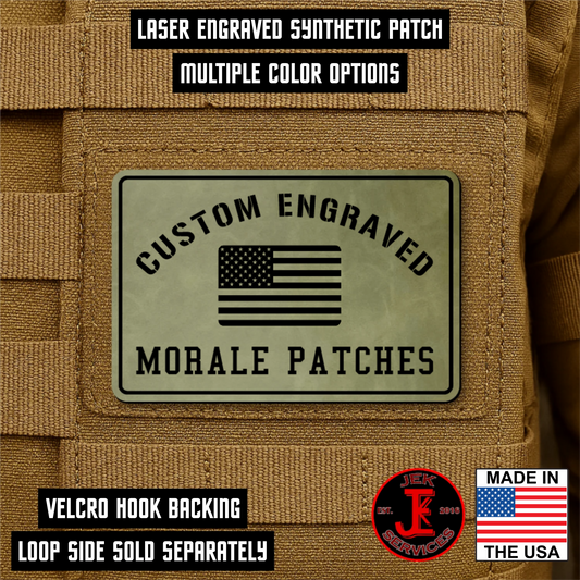 Engraved Morale Patches 2" x 3" - Custom Text & Logo Hook & Loop Gear Patch