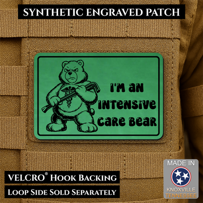 Intensive Care Bear  Funny Nurse Medic Morale Patch | Made in USA | VELCRO® Brand Hook Backing
