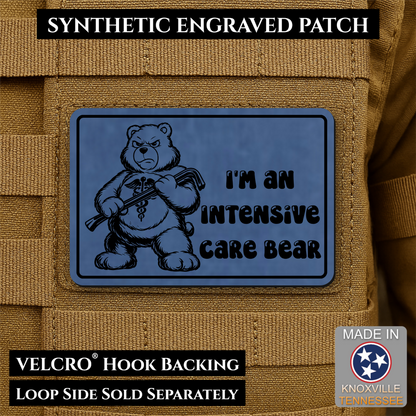 Intensive Care Bear  Funny Nurse Medic Morale Patch | Made in USA | VELCRO® Brand Hook Backing