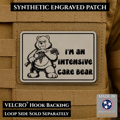 Intensive Care Bear  Funny Nurse Medic Morale Patch | Made in USA | VELCRO® Brand Hook Backing