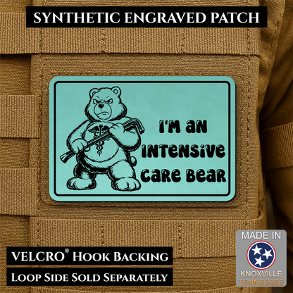 Intensive Care Bear  Funny Nurse Medic Morale Patch | Made in USA | VELCRO® Brand Hook Backing