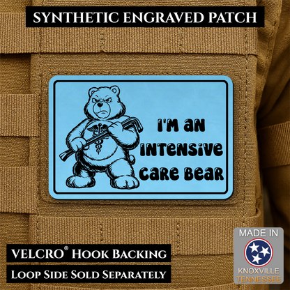 Intensive Care Bear  Funny Nurse Medic Morale Patch | Made in USA | VELCRO® Brand Hook Backing