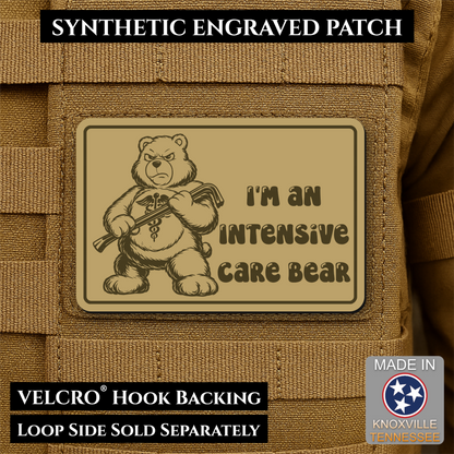 Intensive Care Bear  Funny Nurse Medic Morale Patch | Made in USA | VELCRO® Brand Hook Backing