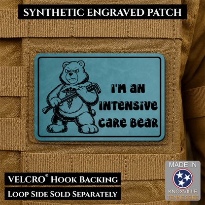 Intensive Care Bear  Funny Nurse Medic Morale Patch | Made in USA | VELCRO® Brand Hook Backing