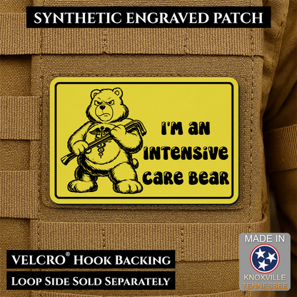 Intensive Care Bear  Funny Nurse Medic Morale Patch | Made in USA | VELCRO® Brand Hook Backing
