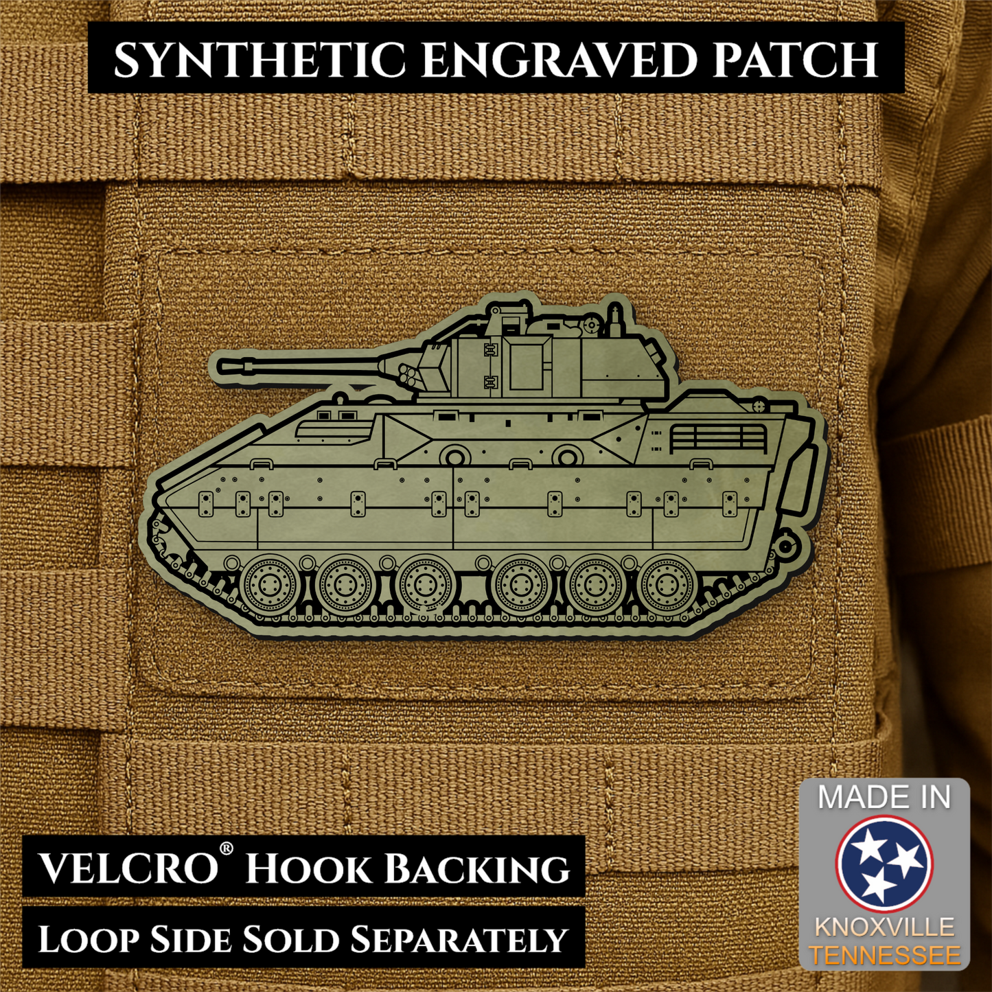 M2/M3 Bradley Fighting Vehicle Morale Patch – 1.4” x 3” Hook & Loop Tactical Patch | Made in USA