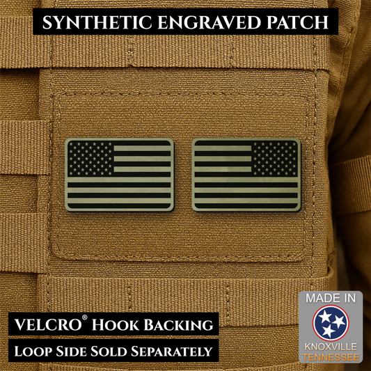 Mini Tactical Synthetic American Flag Patch - Set of 2 | Made in USA | VELCRO® Brand Hook Backing
