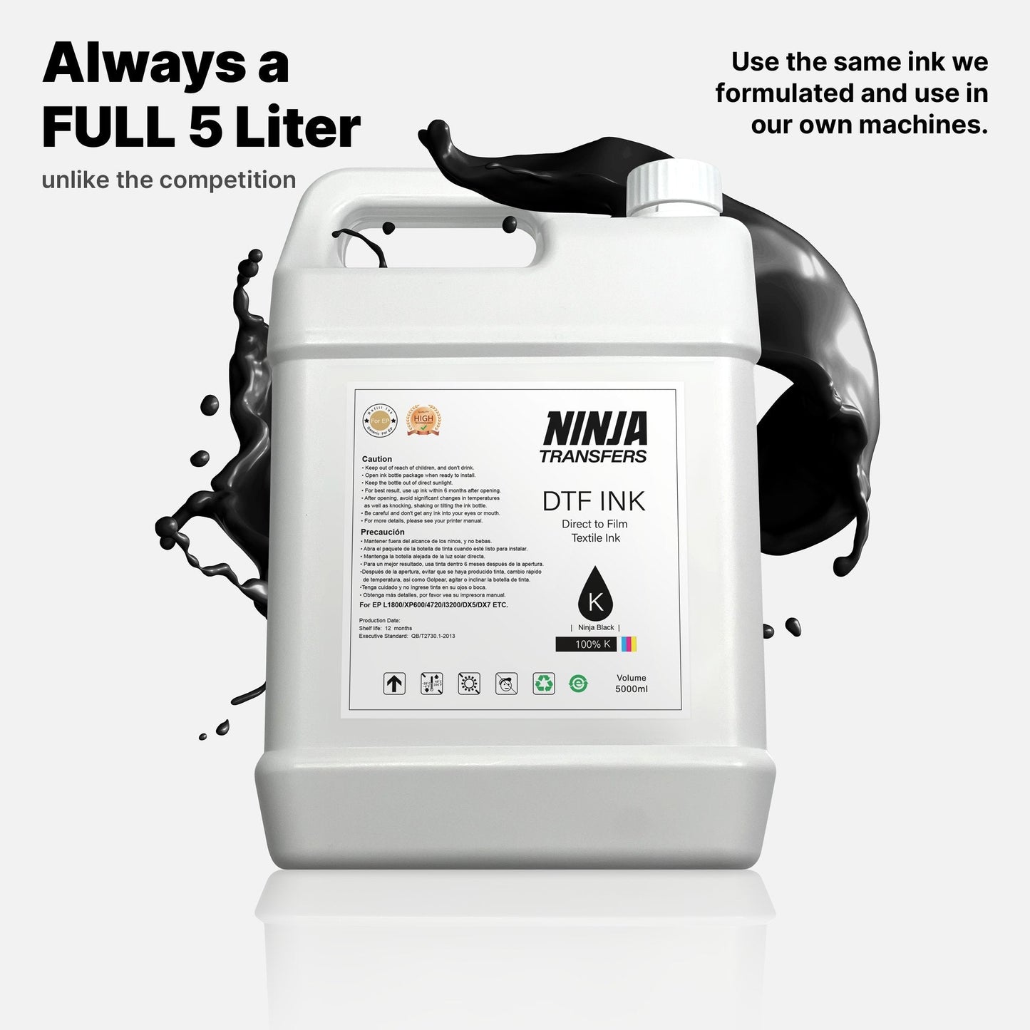 Premium DTF Black Ink for Direct-to-Film Graphics Printing