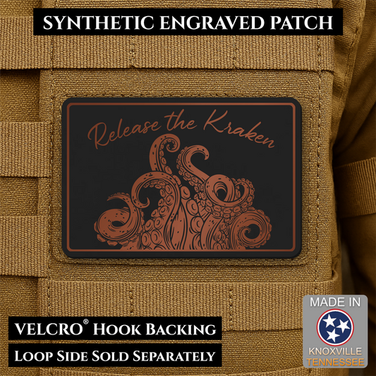 Release the Kraken Funny Morale Patch, 2x3" | Made in USA | VELCRO® Brand Hook Backing