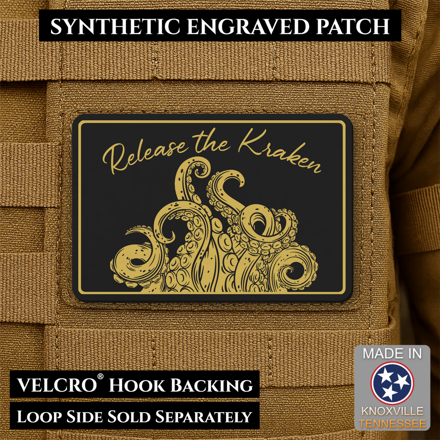 Release the Kraken Funny Morale Patch | Made in USA | VELCRO® Brand Hook Backing