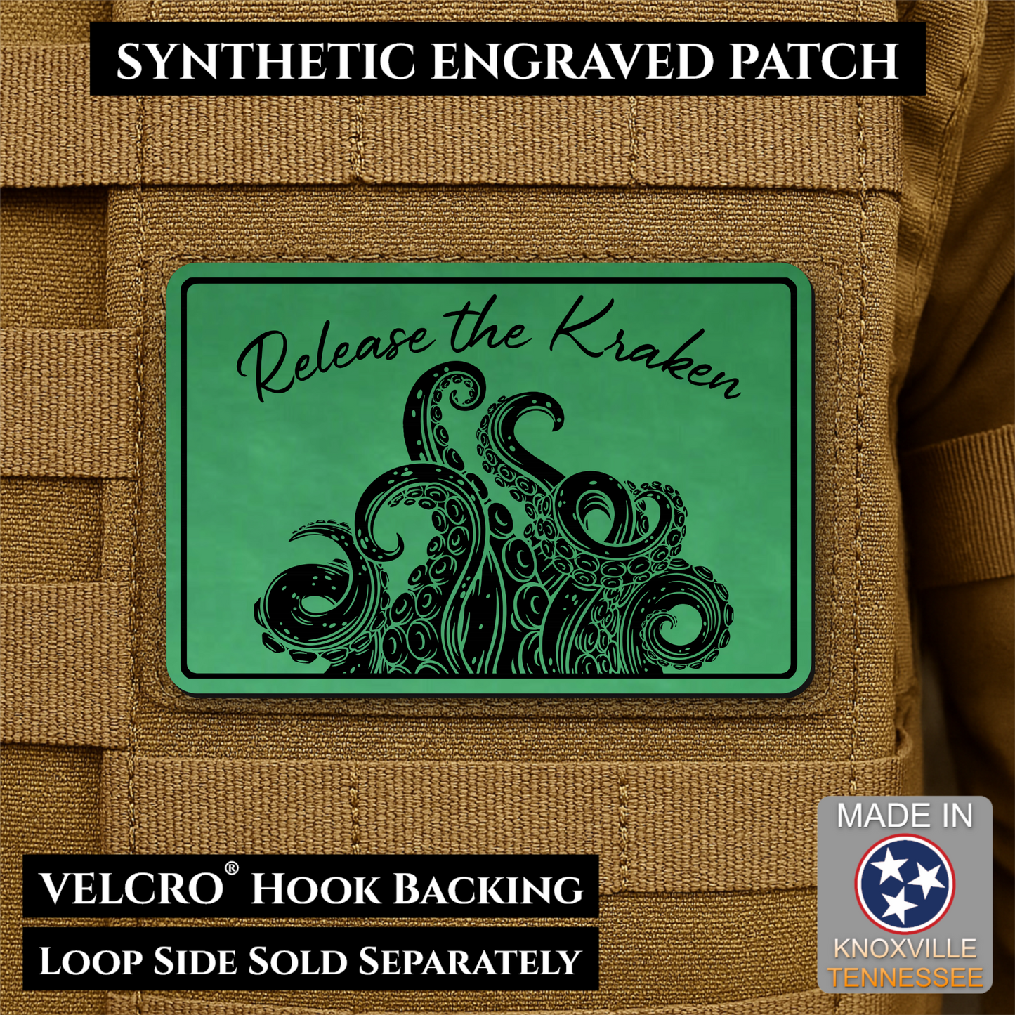 Release the Kraken Funny Morale Patch | Made in USA | VELCRO® Brand Hook Backing