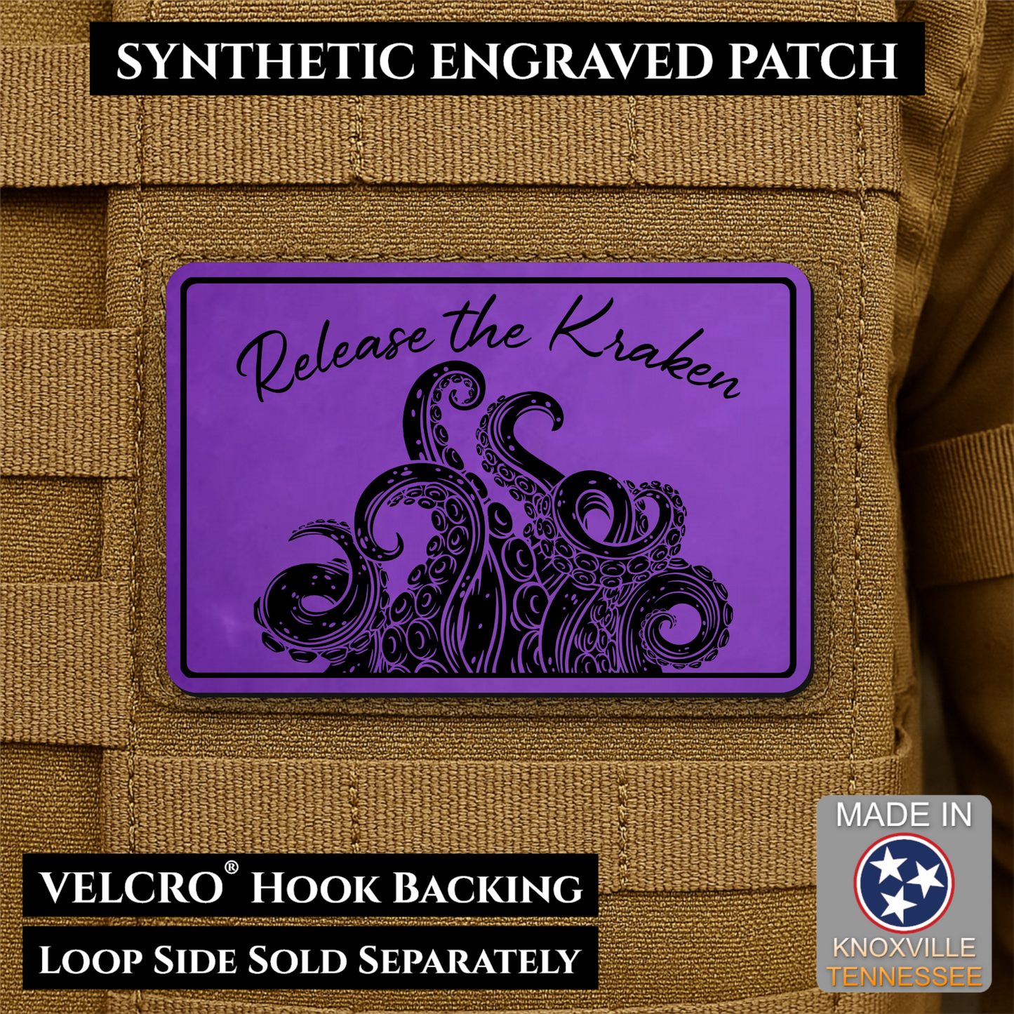 Release the Kraken Funny Morale Patch | Made in USA | VELCRO® Brand Hook Backing