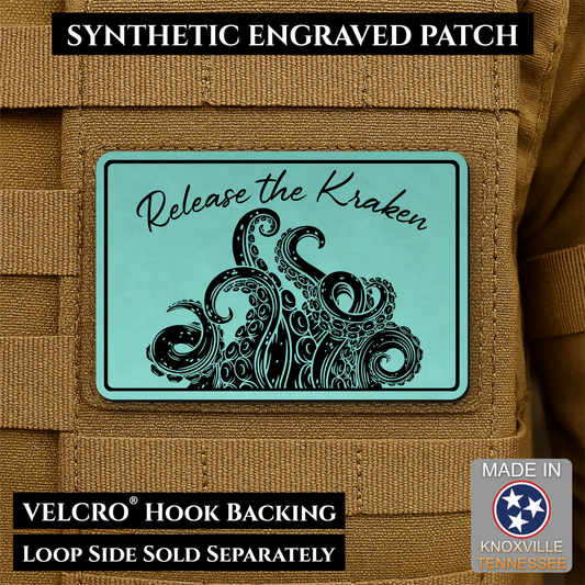 Release the Kraken Funny Morale Patch, 2x3" | Made in USA | VELCRO® Brand Hook Backing