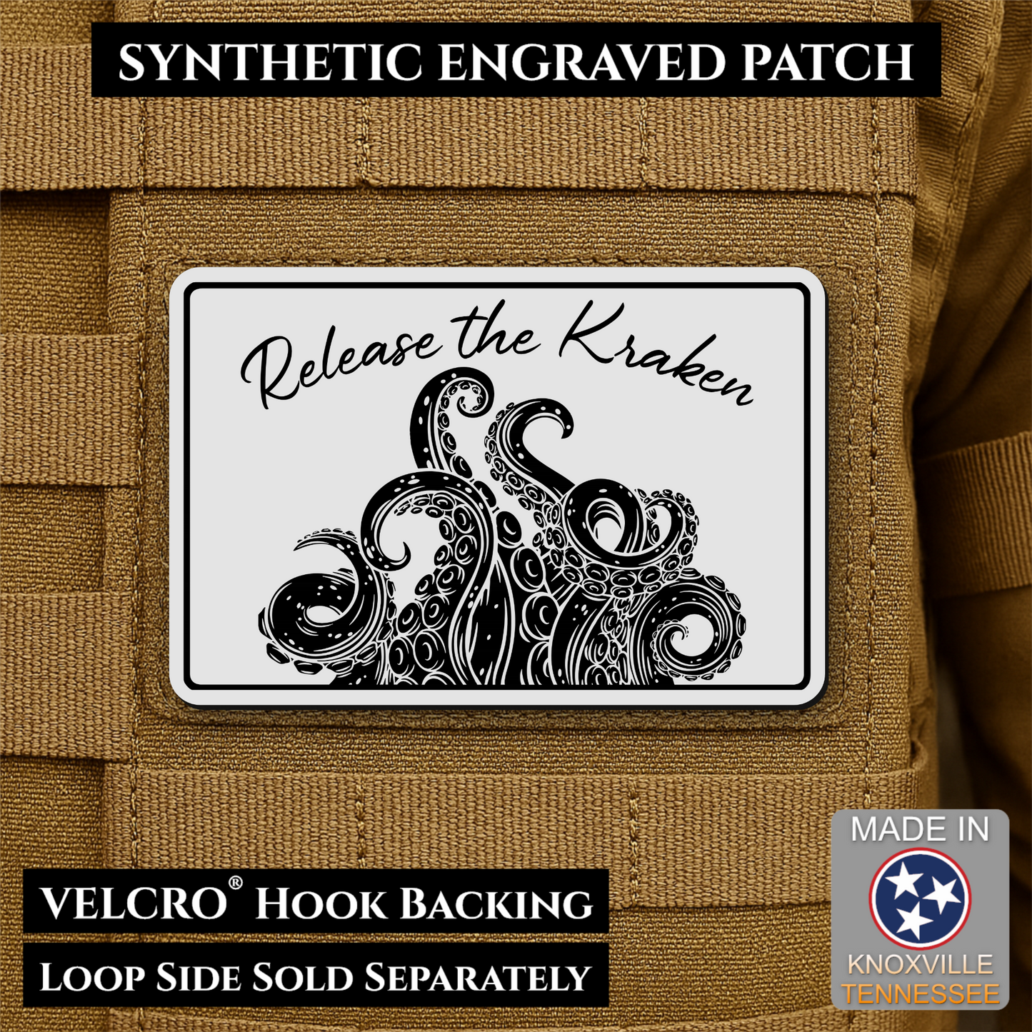 Release the Kraken Funny Morale Patch | Made in USA | VELCRO® Brand Hook Backing