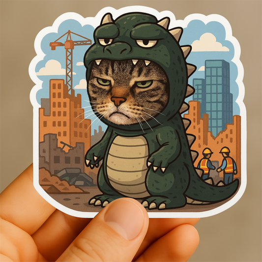 Disappointed Cat-zilla Vinyl Sticker