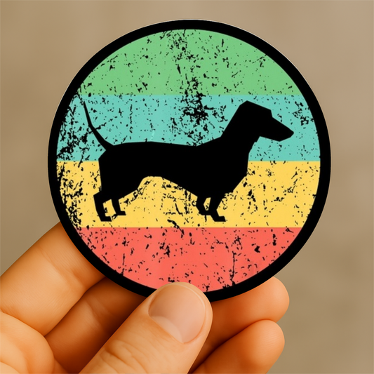 Retro Dachshund Wiener Dog Vinyl Sticker