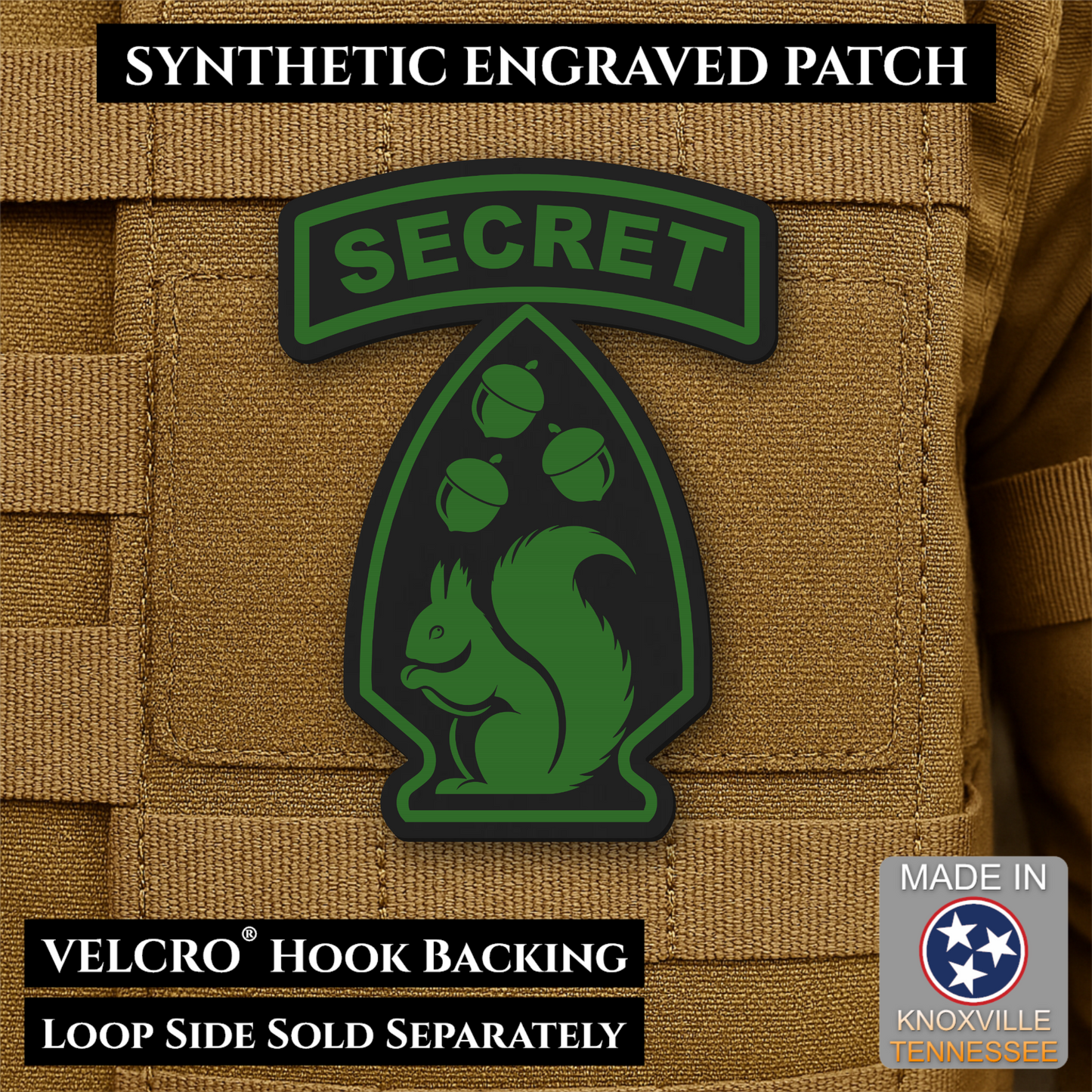 Secret Squirrel Military Division Funny Morale Patch | Made in USA | VELCRO® Brand Hook Backing