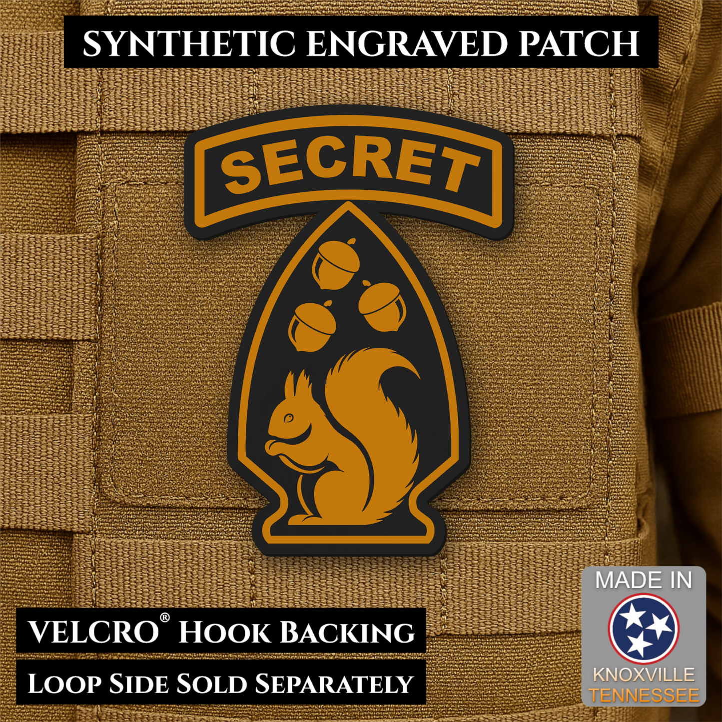Secret Squirrel Military Division Funny Morale Patch | Made in USA | VELCRO® Brand Hook Backing