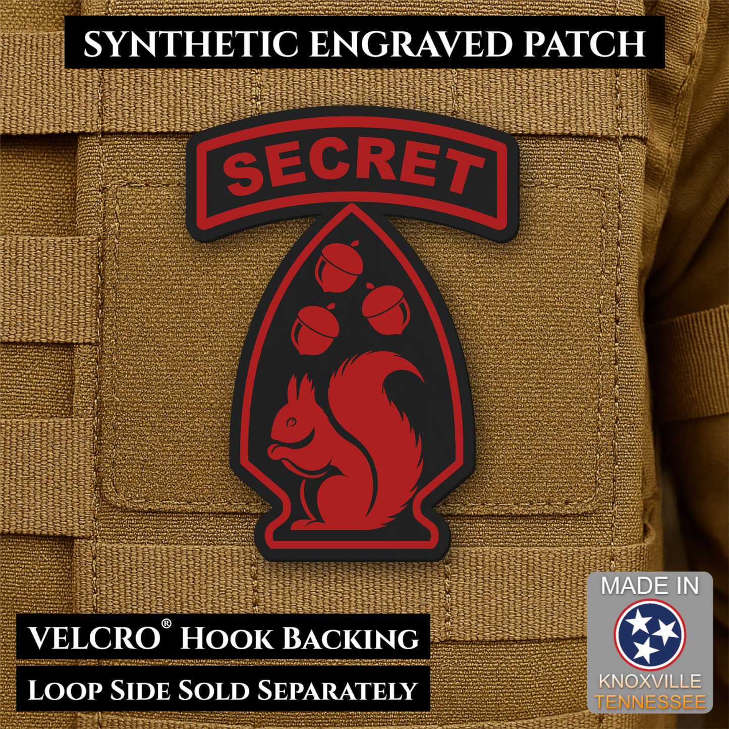 Secret Squirrel Military Division Funny Morale Patch | Made in USA | VELCRO® Brand Hook Backing