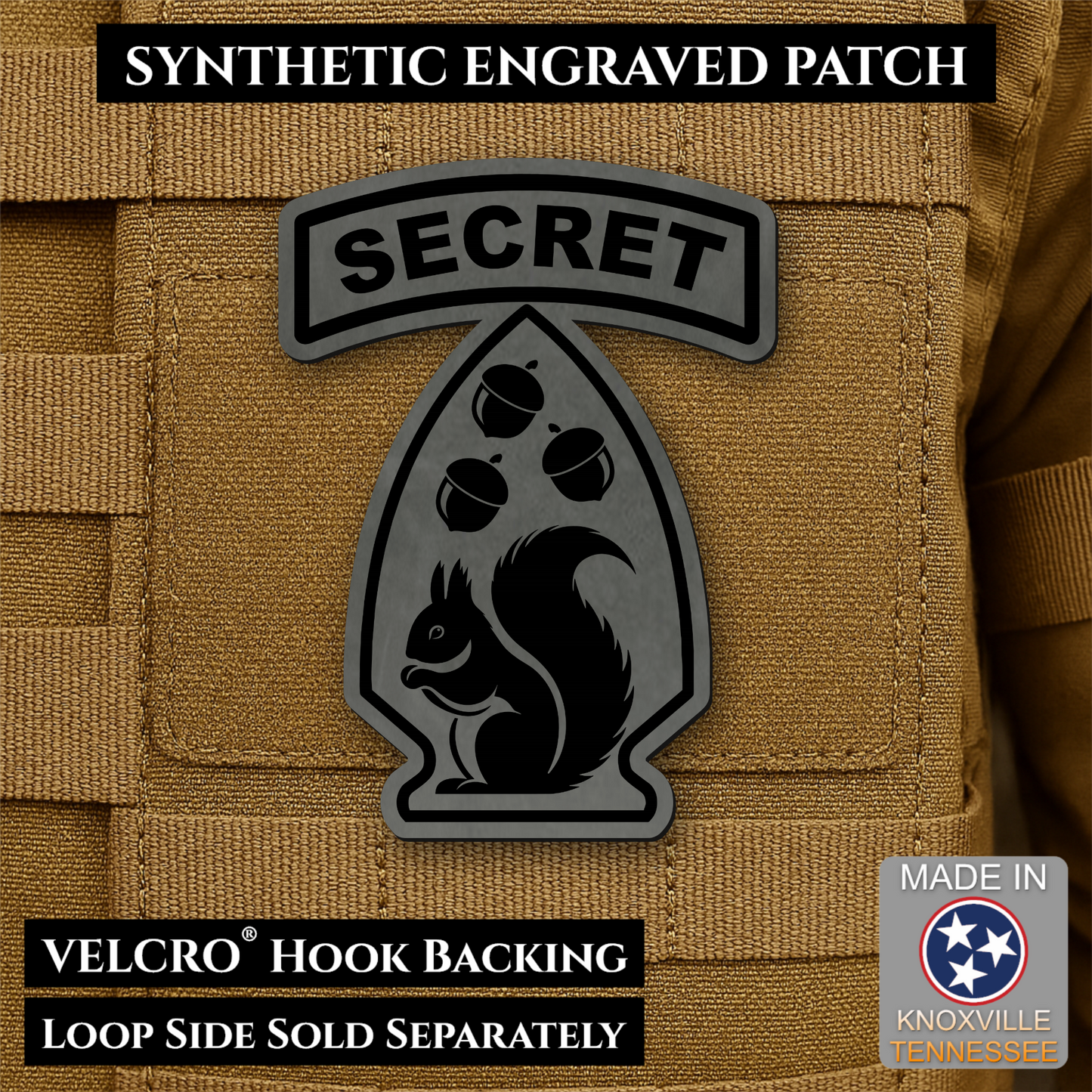 Secret Squirrel Military Division Funny Morale Patch | Made in USA | VELCRO® Brand Hook Backing