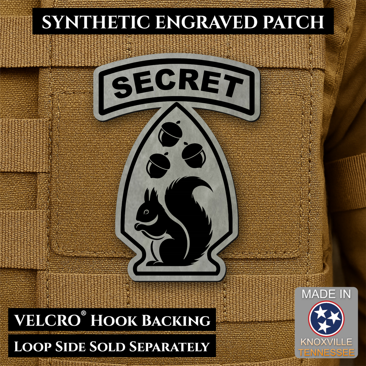 Secret Squirrel Military Division Funny Morale Patch | Made in USA | VELCRO® Brand Hook Backing