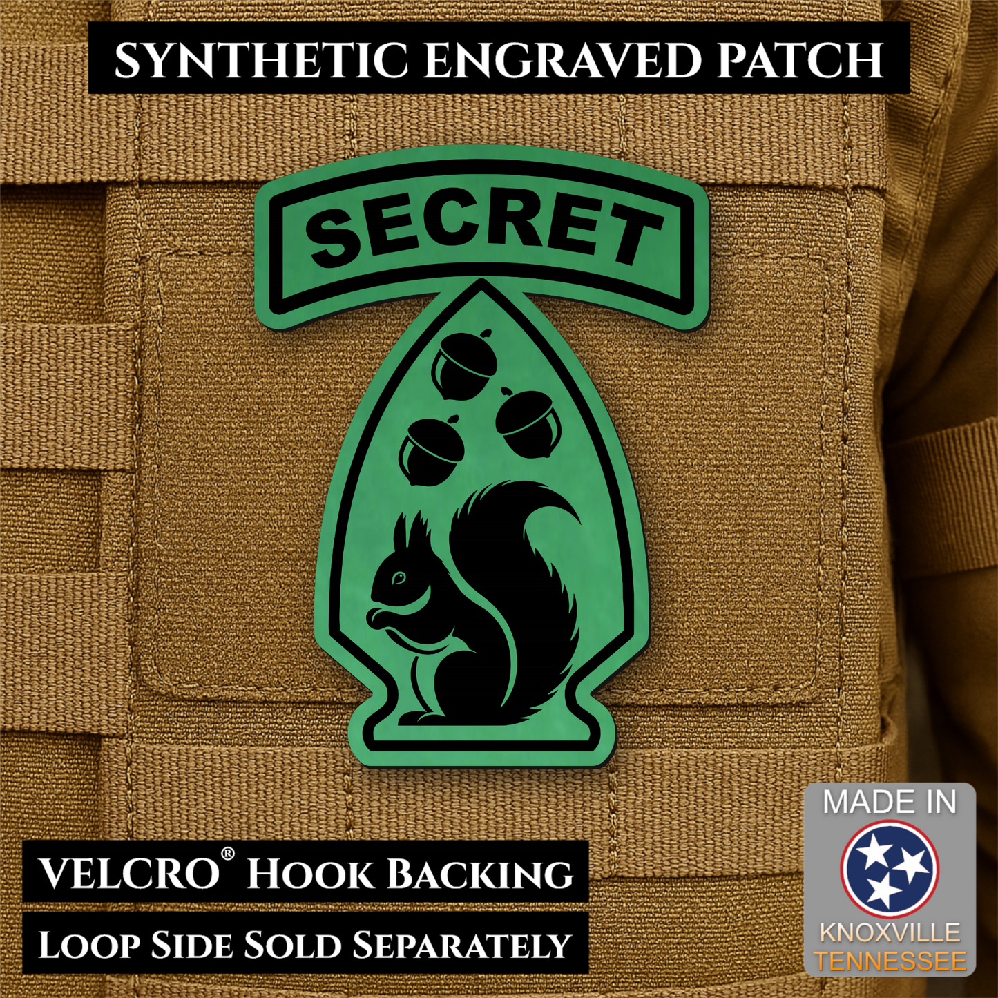 Secret Squirrel Military Division Funny Morale Patch | Made in USA | VELCRO® Brand Hook Backing