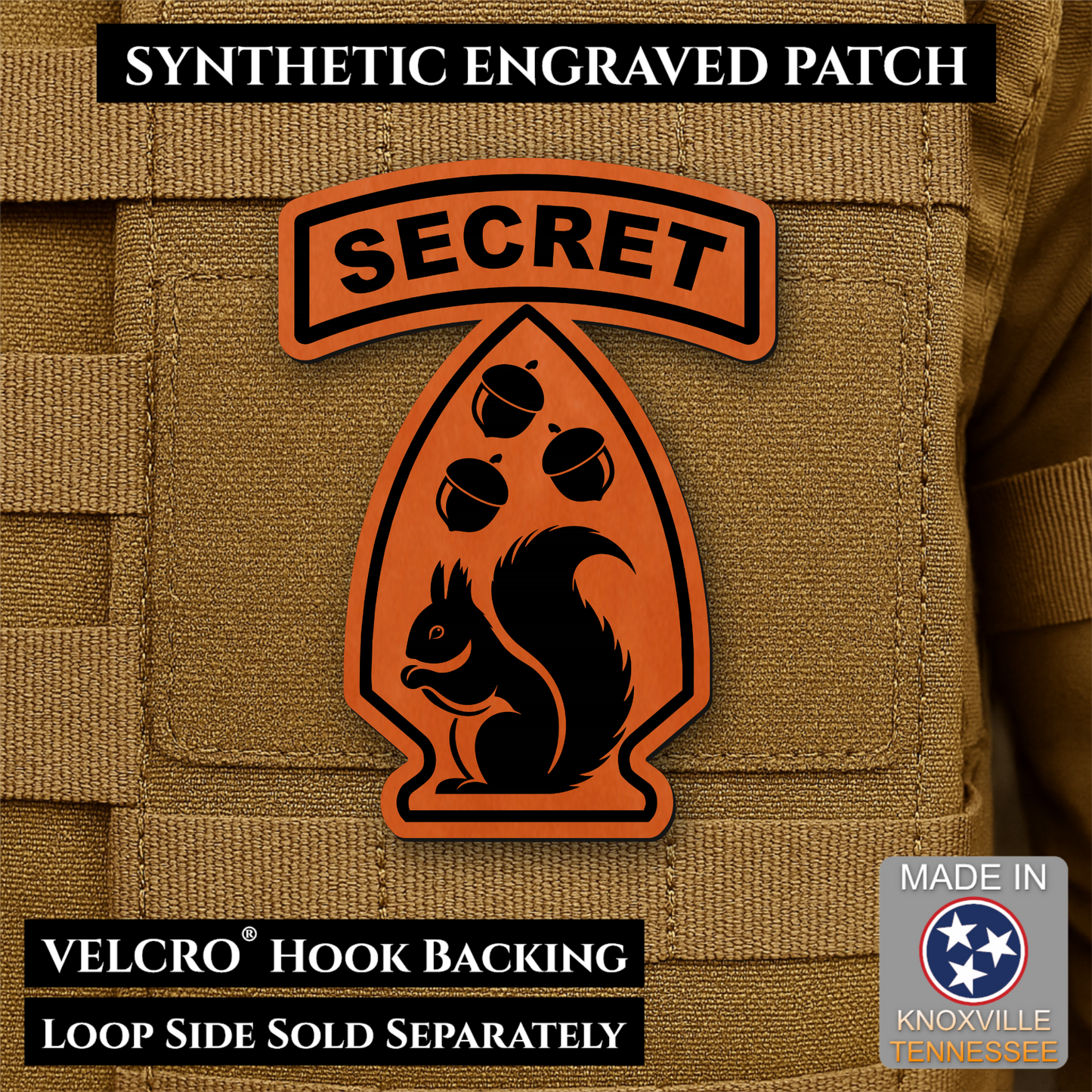 Secret Squirrel Military Division Funny Morale Patch | Made in USA | VELCRO® Brand Hook Backing