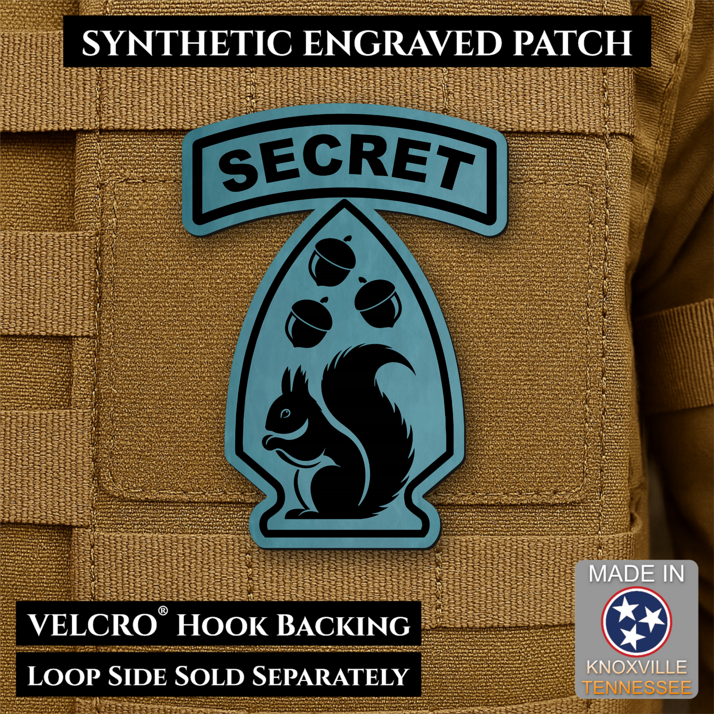 Secret Squirrel Military Division Funny Morale Patch | Made in USA | VELCRO® Brand Hook Backing