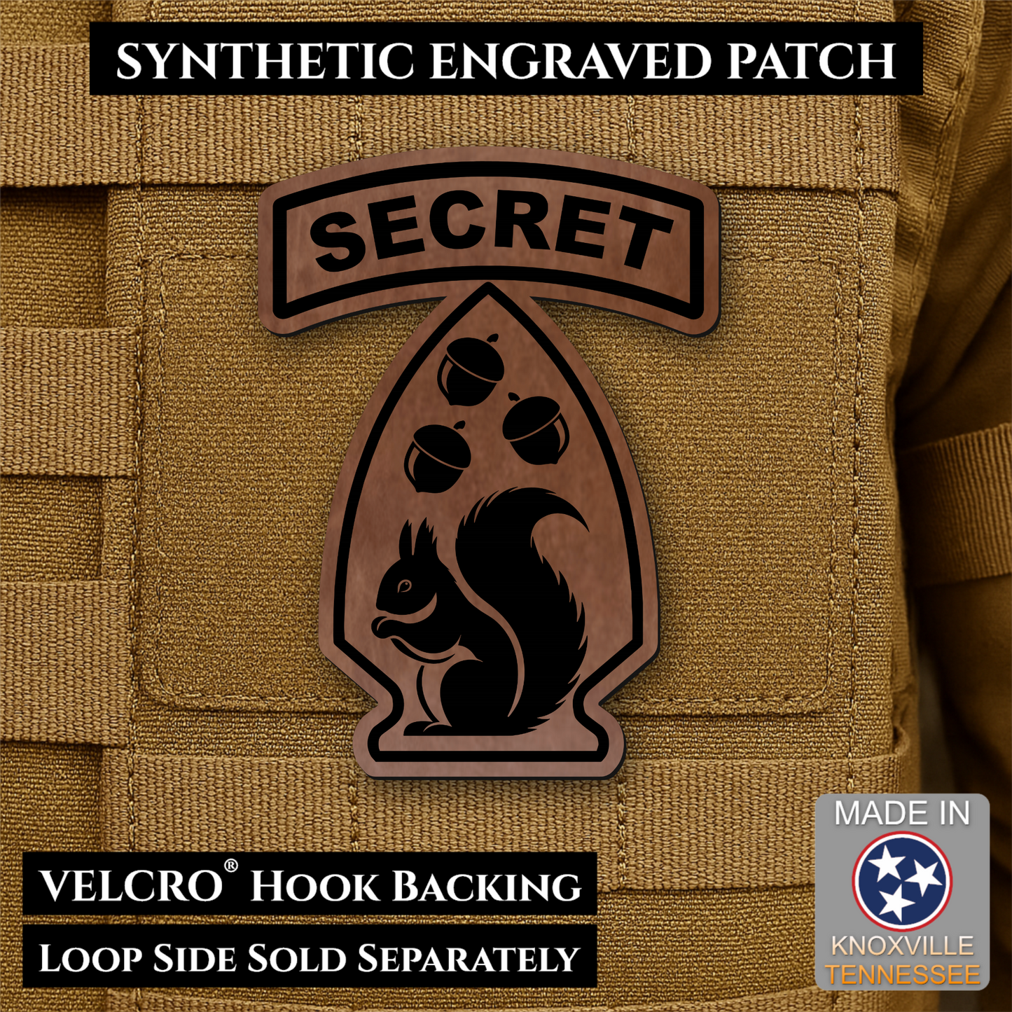 Secret Squirrel Military Division Funny Morale Patch | Made in USA | VELCRO® Brand Hook Backing