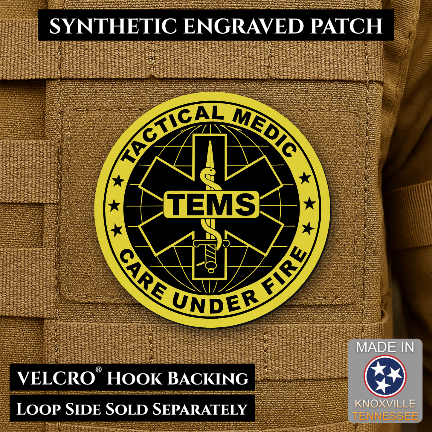 Tactical EMS Medic Team Morale Patch, 3" Round | Made in USA | VELCRO® Brand Hook Backing