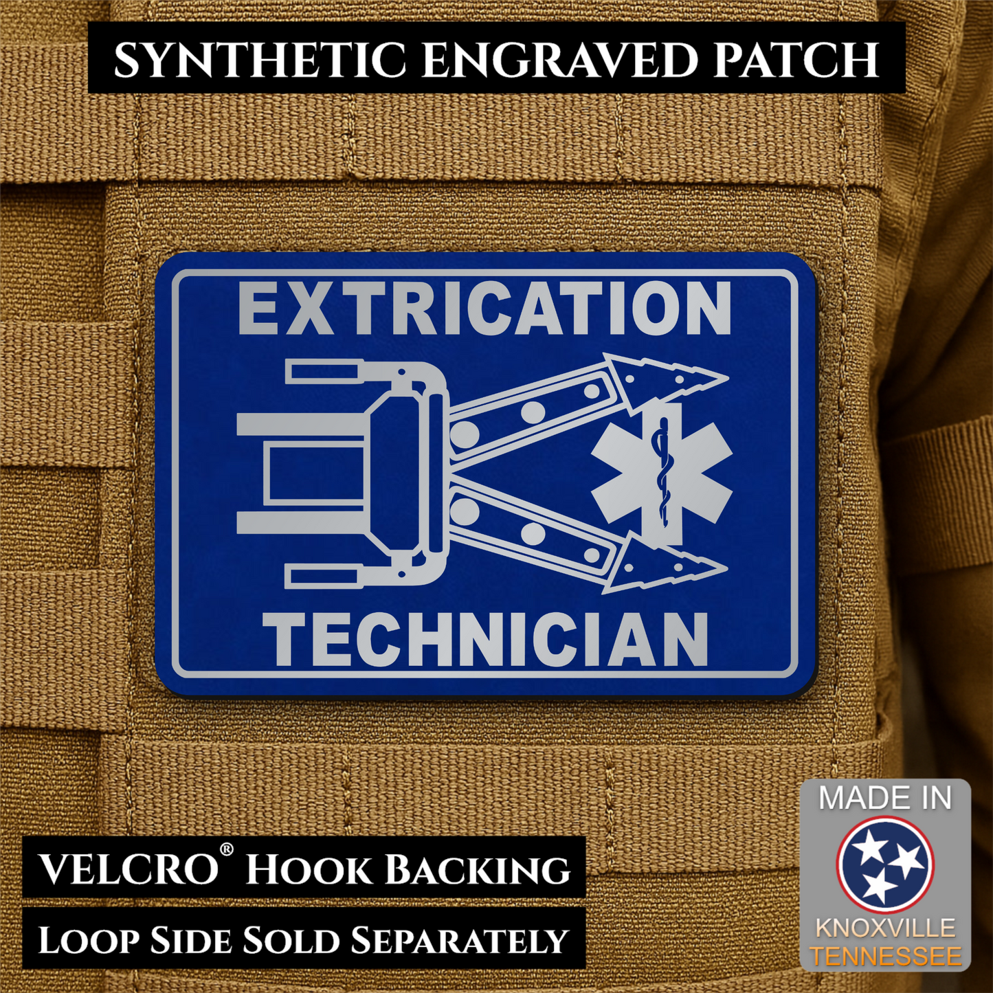 Vehicle Extrication Technician - Jaws of Life Patch - Morale Patch | Made in USA | VELCRO® Brand Hook Backing