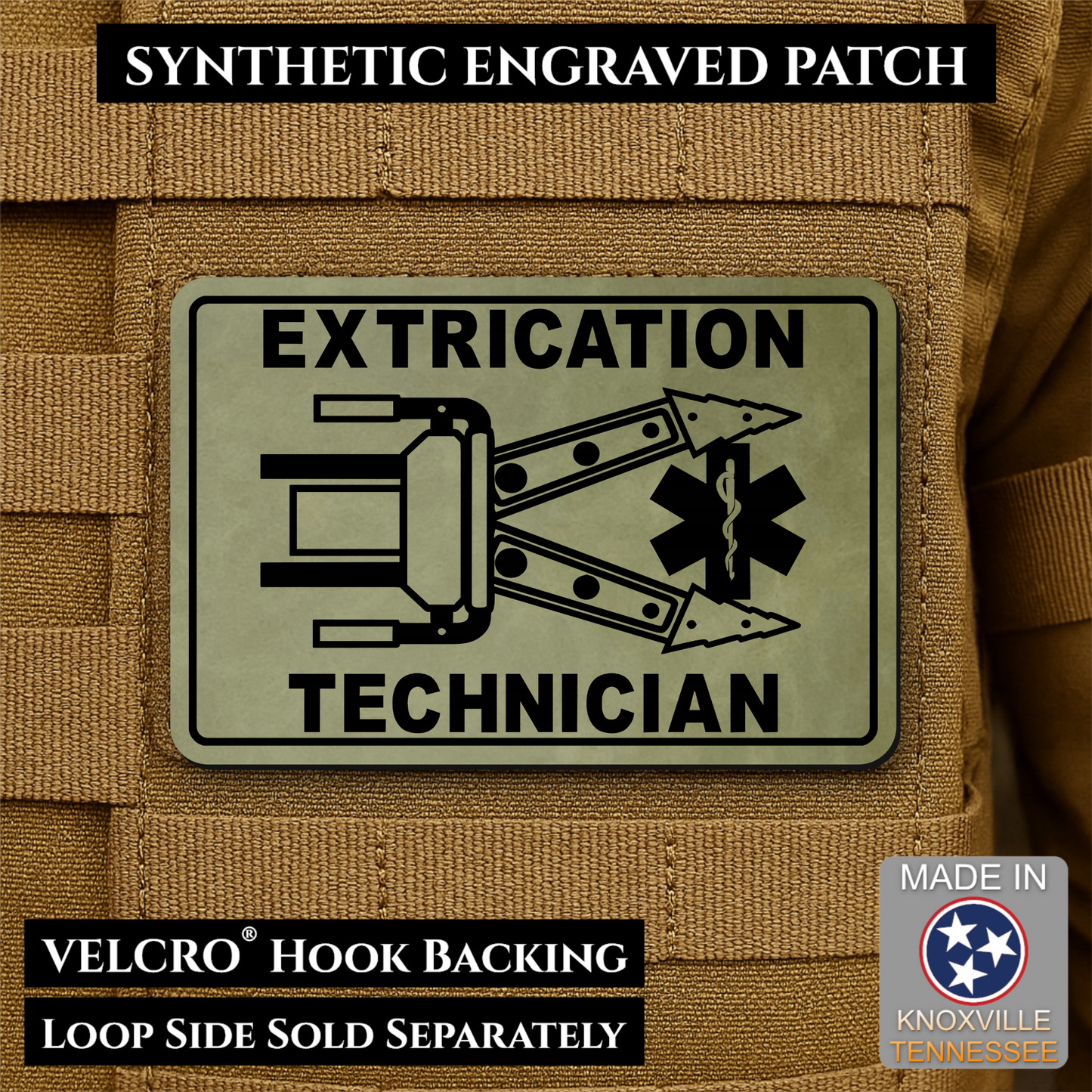 Vehicle Extrication Technician - Jaws of Life Patch - Morale Patch | Made in USA | VELCRO® Brand Hook Backing