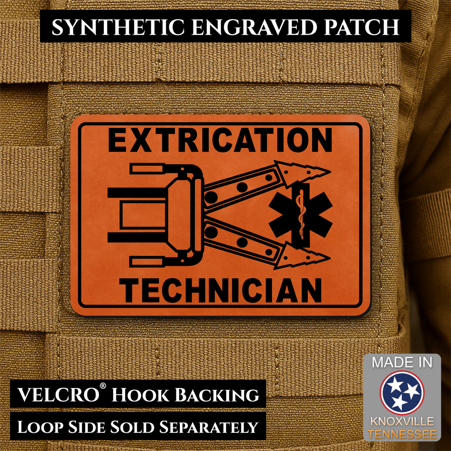 Vehicle Extrication Technician - Jaws of Life Patch - Morale Patch | Made in USA | VELCRO® Brand Hook Backing