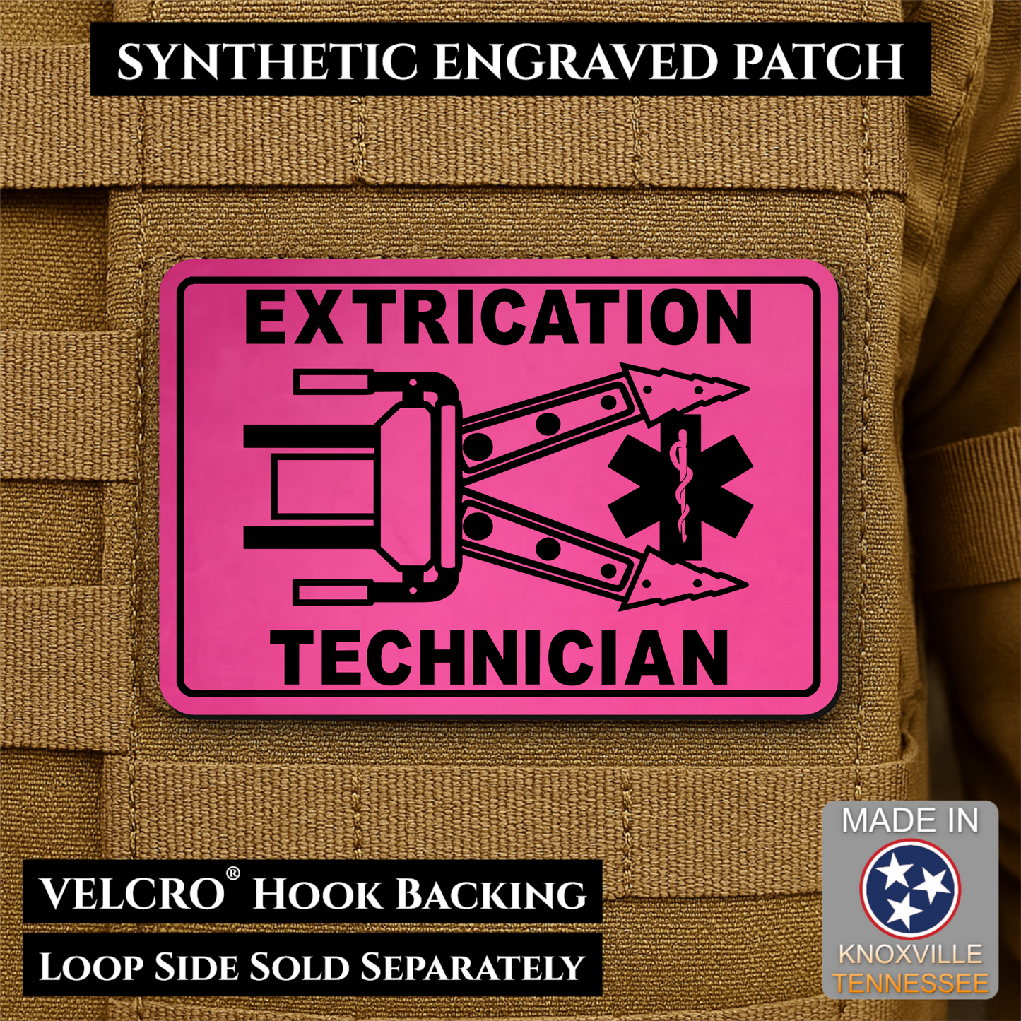 Vehicle Extrication Technician - Jaws of Life Patch - Morale Patch | Made in USA | VELCRO® Brand Hook Backing