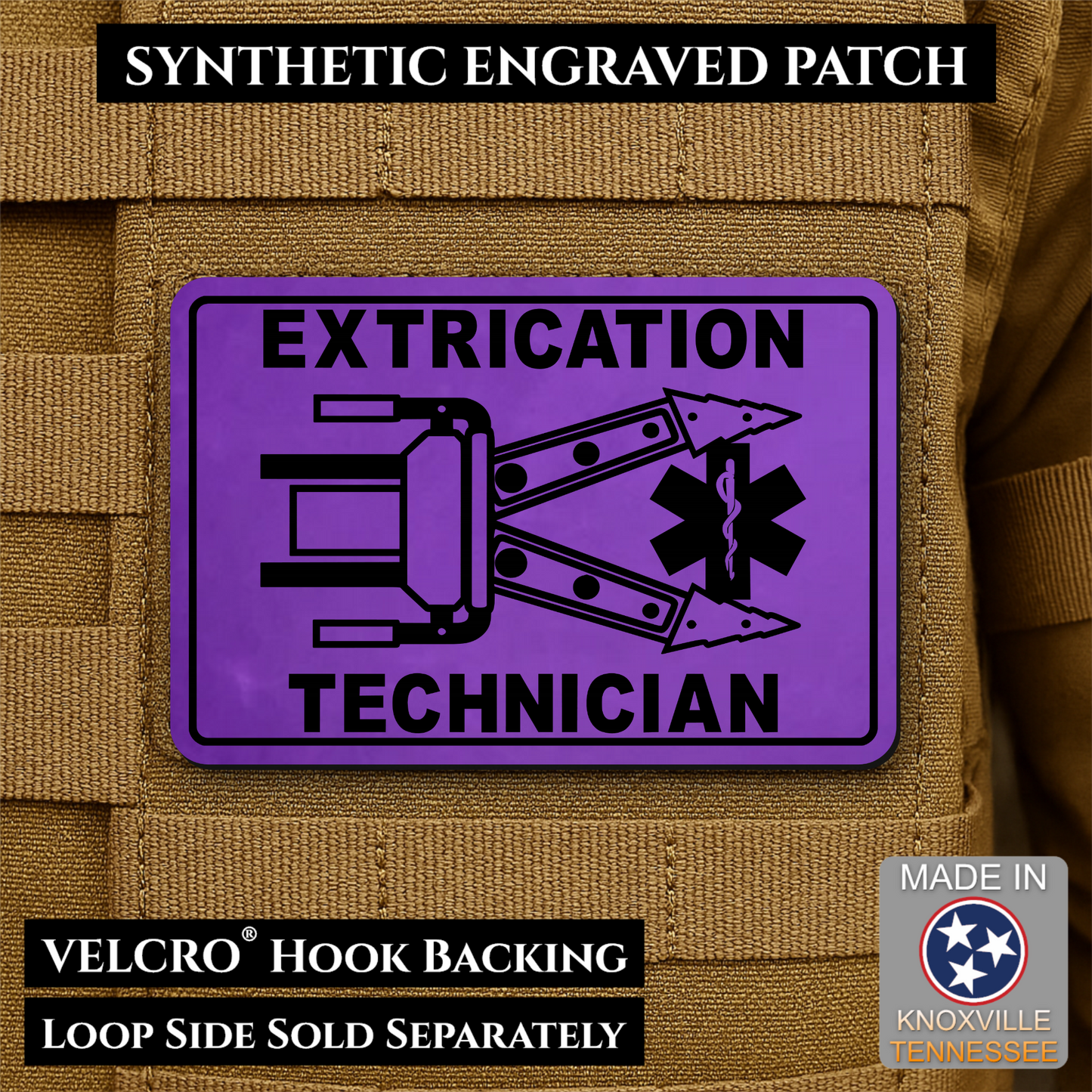 Vehicle Extrication Technician - Jaws of Life Patch - Morale Patch | Made in USA | VELCRO® Brand Hook Backing
