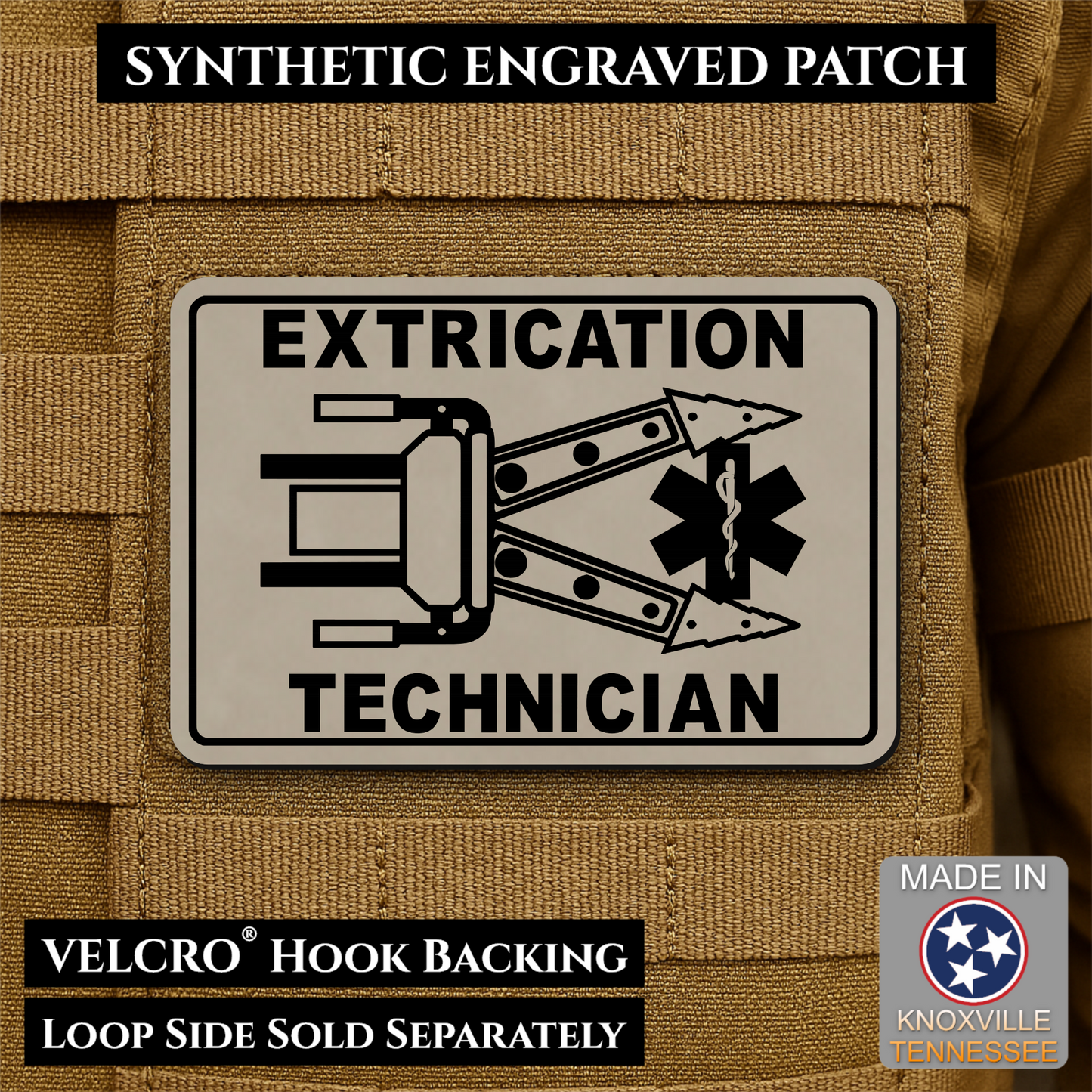 Vehicle Extrication Technician - Jaws of Life Patch - Morale Patch | Made in USA | VELCRO® Brand Hook Backing
