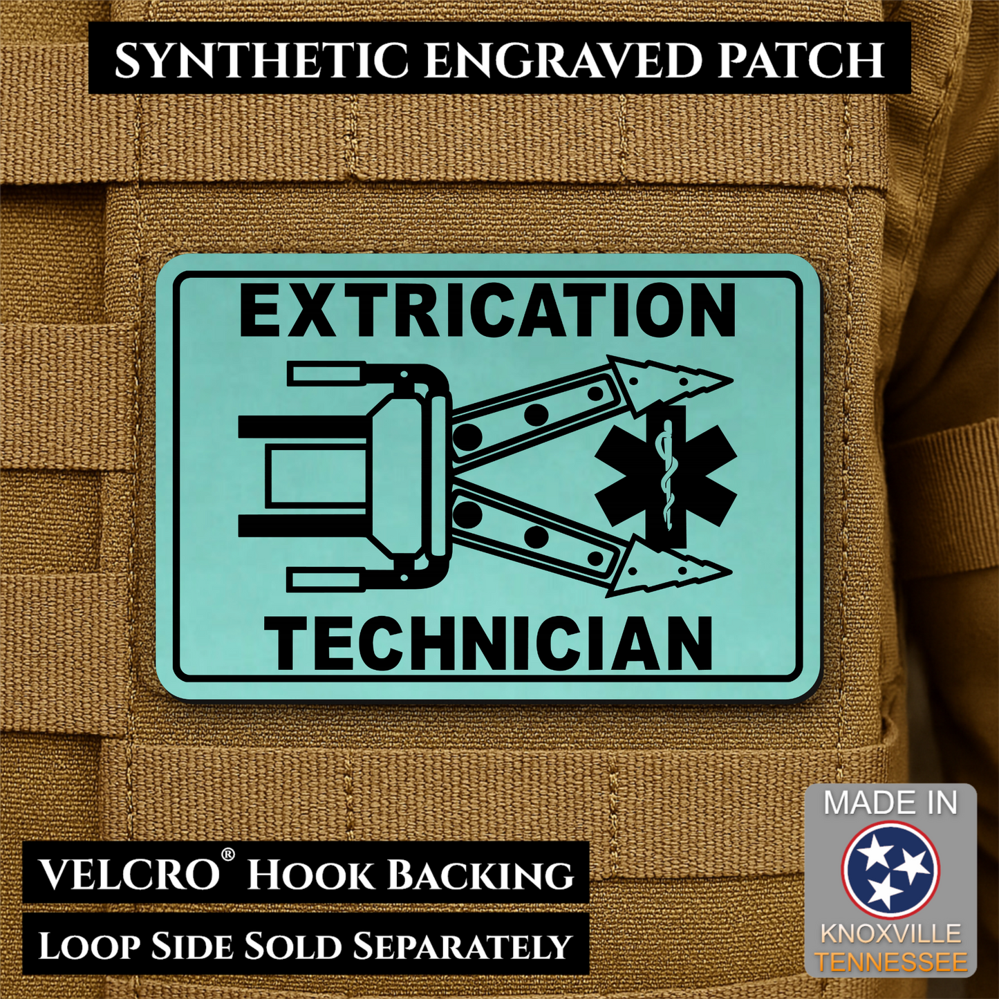 Vehicle Extrication Technician - Jaws of Life Patch - Morale Patch | Made in USA | VELCRO® Brand Hook Backing