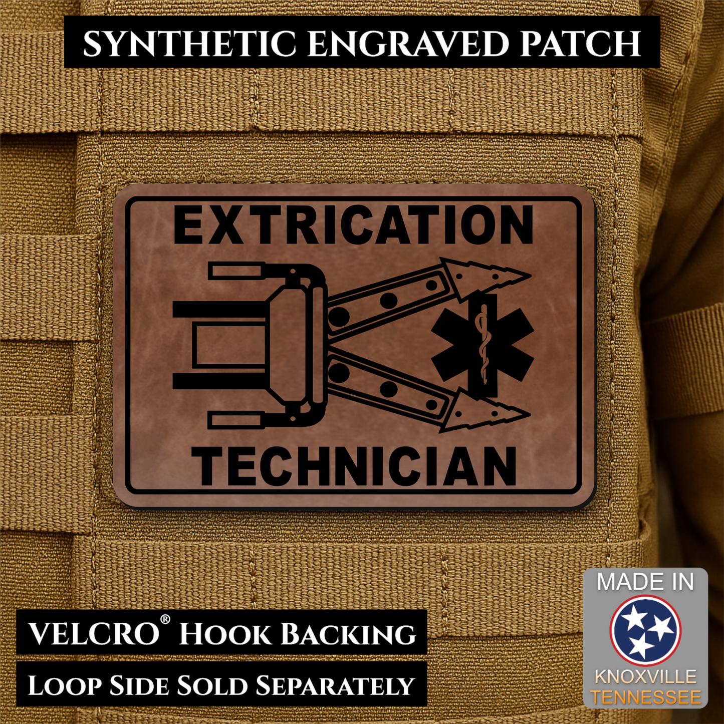 Vehicle Extrication Technician - Jaws of Life Patch - Morale Patch | Made in USA | VELCRO® Brand Hook Backing